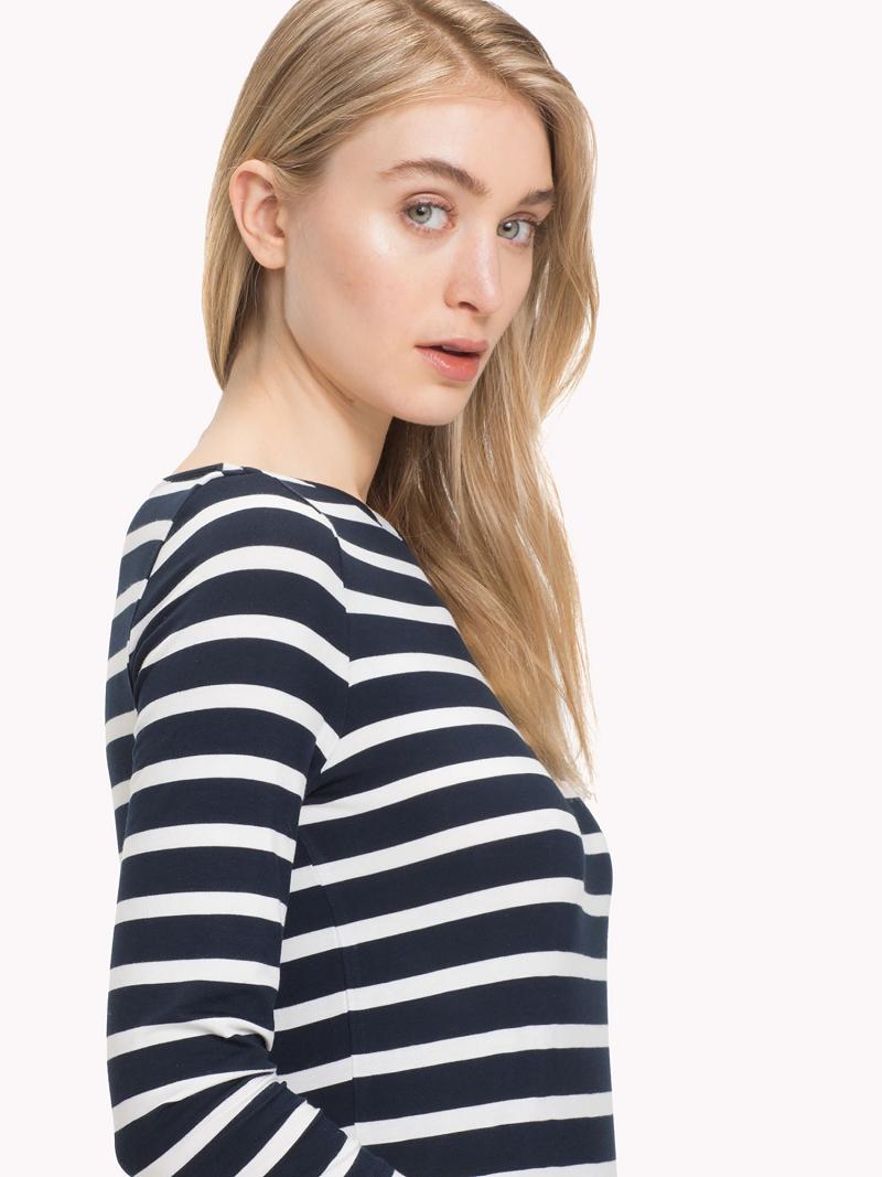 Női Tommy Hilfiger Bateau Top Polos Kék Fehér | HU 262AHK